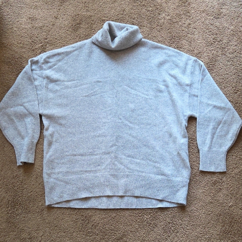Babaton Light Gray Cashmere Turtleneck Sweater